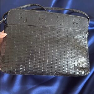 Fendi Black Woven Leather Crossbody Bag